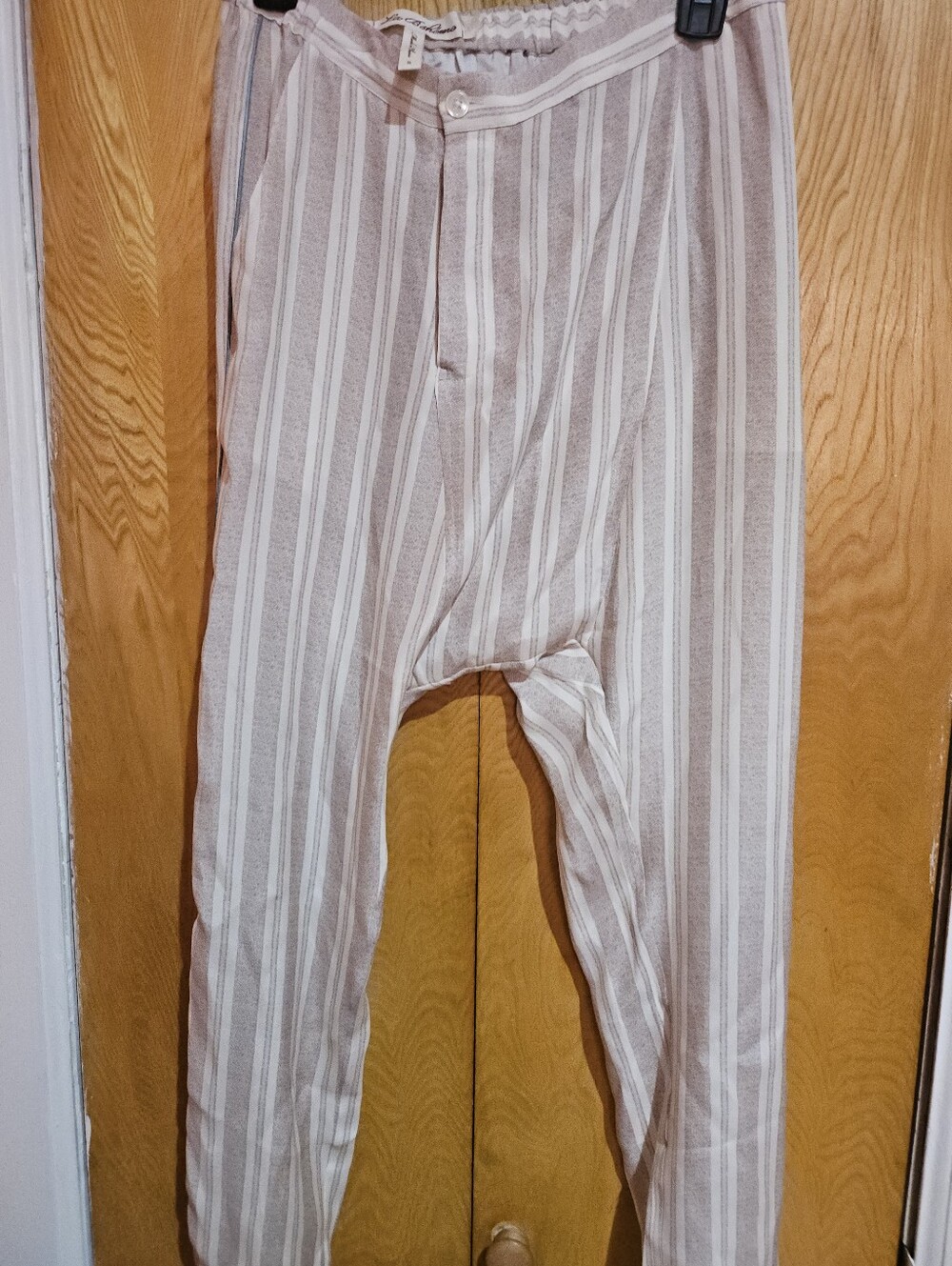 La Boheme Men's Vertical Stripe Pants — Beige & White